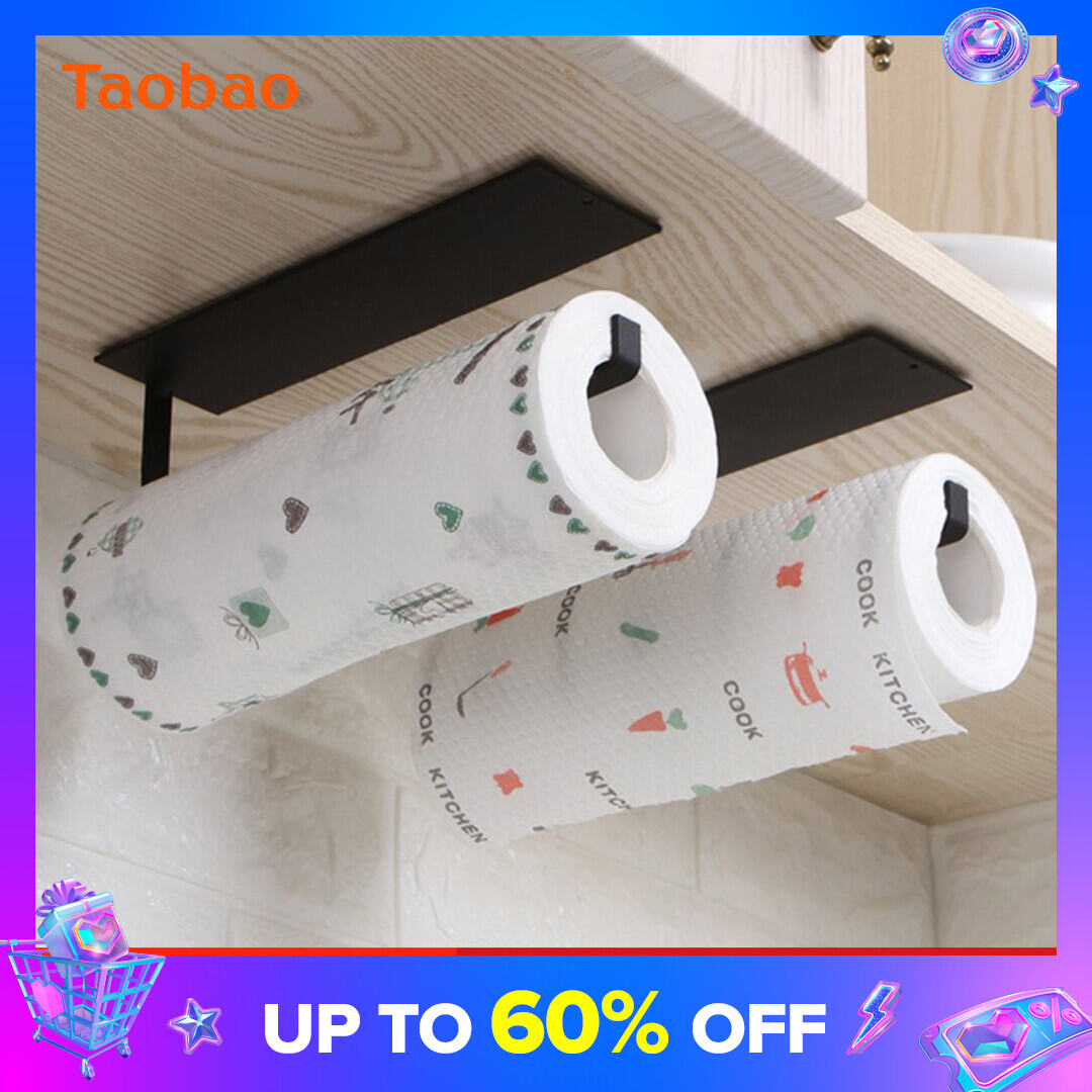Punch-free Kitchen Special Tissue Holder Roll Paper Holder Rack Plastic Wrap Storage Rack Toilet Paper Hook Rag Holder