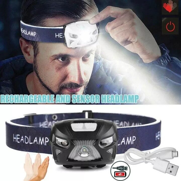 ?[In Stock] Virwir Original 10000 lumens Powerfull Headlamp 3 Modes Waterproof COB USB Re-chargeable Flashlight LED Headlight Body Motion Sensor Head Flashlight With USB Lantern Lampe for Camping runn