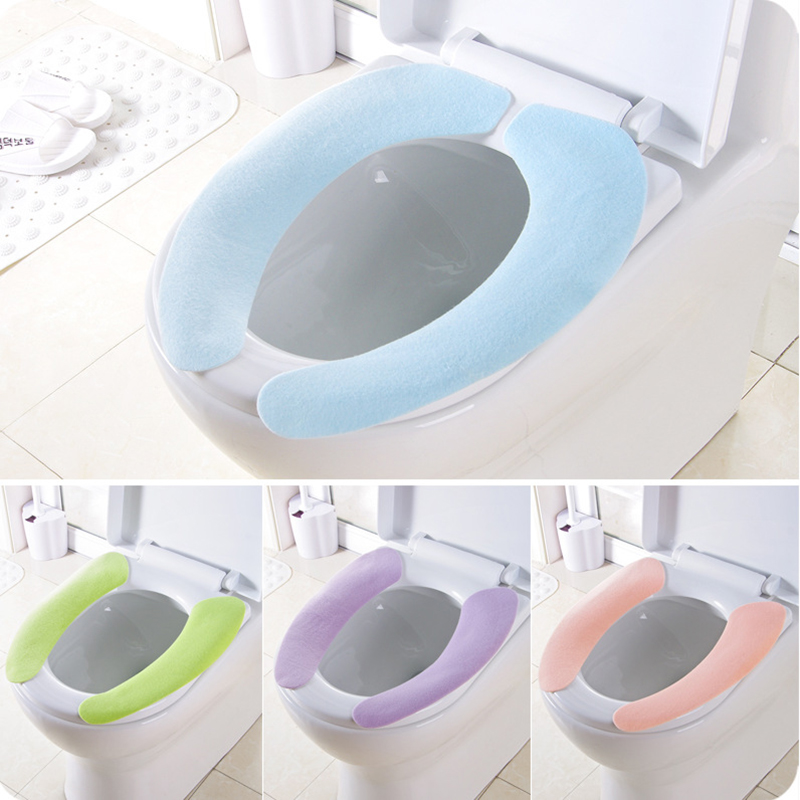 New Washroom Warm Washable Health Sticky Toilet Mat Seat Cover Pad Household Reuseable Soft Toilet Seat Cover 4 Colors