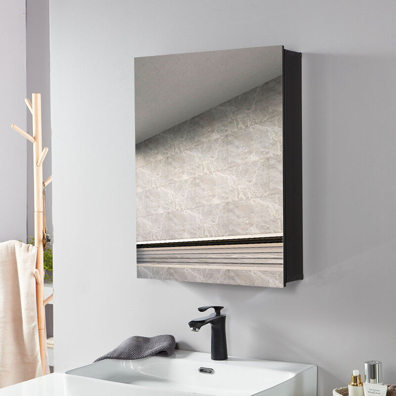 Small Apartment Space Aluminum Bathroom Mirror Cabinet Aluminum Alloy Mirror Box Bathroom Wall Storage Cabinet Bathroom Mirror Wall Cabinet