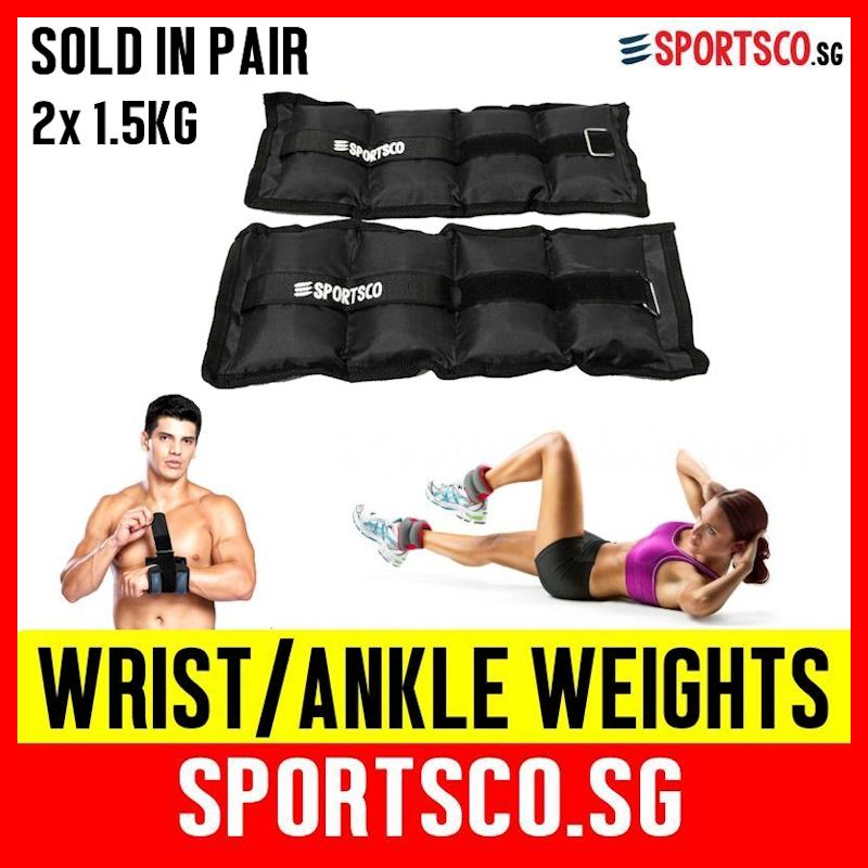 SPORTSCO Oxford Wrist / Ankle Weights 1.5KG x 2 - Sold in Pair (Black) - Ship from Singapore