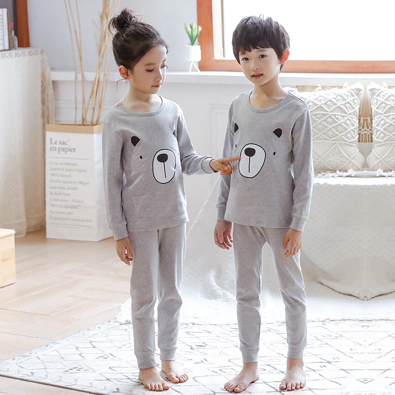 Kids Long Sleeve Pajamas Set Girl Boy Sleepwear Cotton Suit Cartoon Pajamas 100cm-160cm