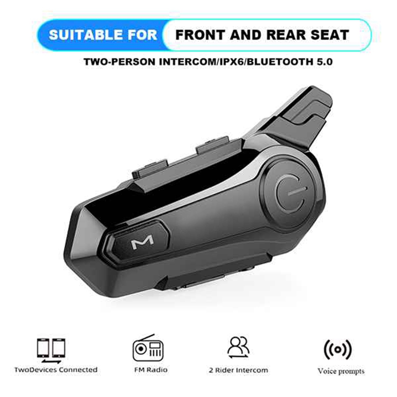 2X Motorcycle Bluetooth Helmet Intercom Universal Pairing Interphone Headset with CNC Noise Reduction Function A
