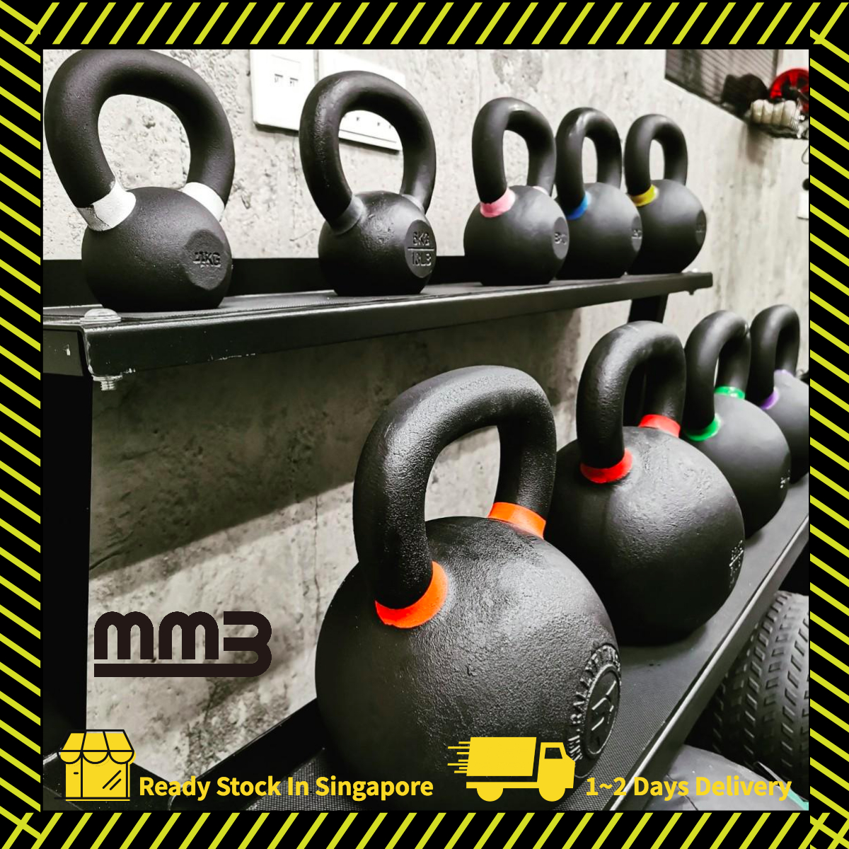 ??Ready stock! Black Powder Coat Cast Iron Kettlebell 4kg - 48kg