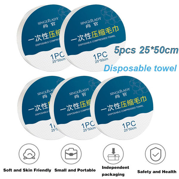 1pc/5pcs Outdoor Travel Disposable Face Compressed Cotton Towel Reusable Bath Magical Towel Tablet Cloth Hotel