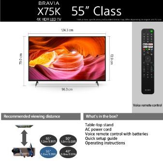 Sony | 55" X75K | 4K TV | 55X75K | Google TV | 3 Years Warranty