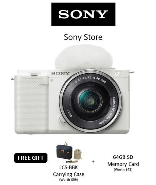 (White)Sony ZV-E10 / ZVE10 / ZV Interchangeable-lens Vlog Camera / Mirrorless APSC Camera / Body Only